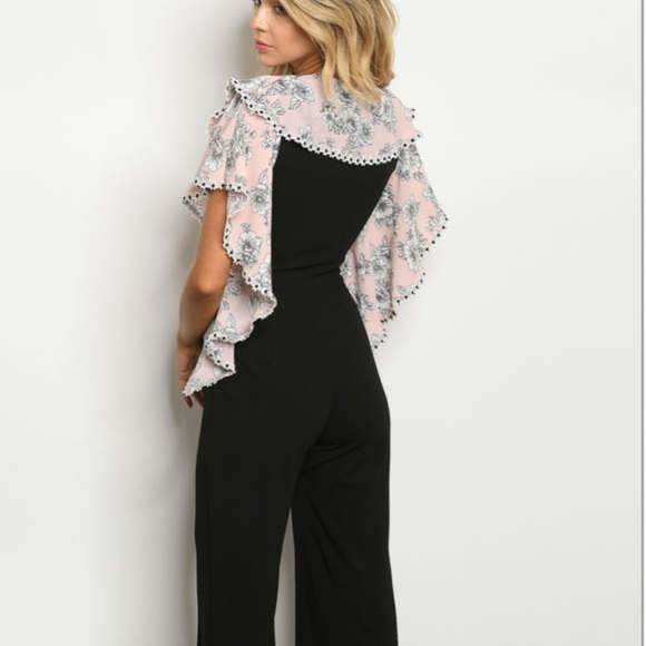 NEW Black Pink Ruffle Jumpsuit - Picture 3 of 8